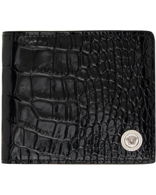 Versace Black Croc Medusa biggie Wallet for men