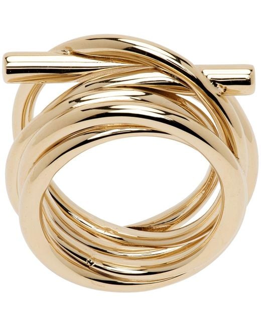 Ferragamo Metallic Gold Gancini Ring for men