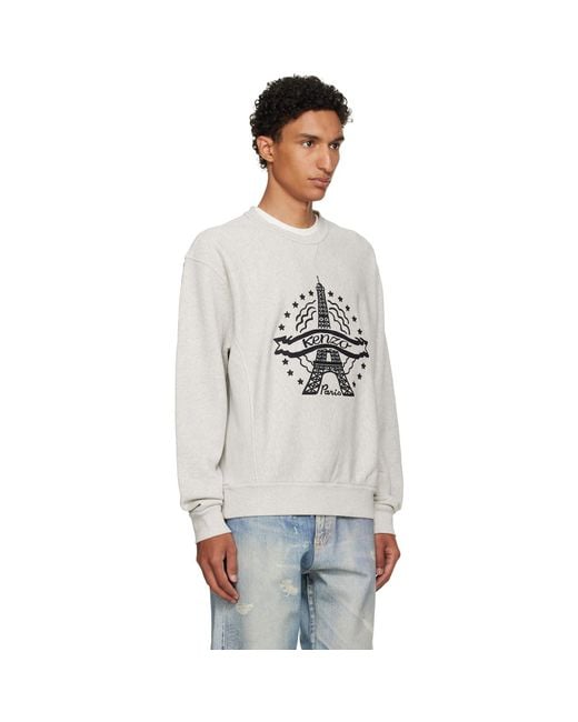 KENZO Gray Paris Eiffel Tower Design' Cotton Sweatshirt for men