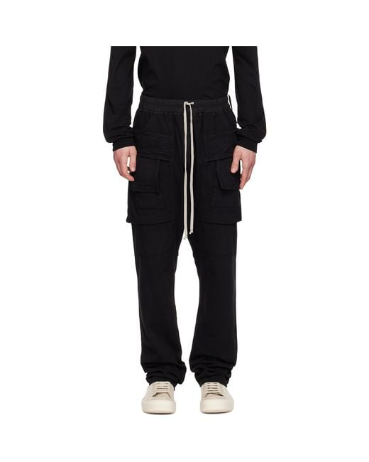 Rick Owens Black Temple Creatch Cargo Pants for men
