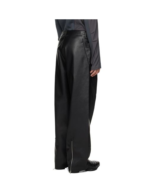 J EONGL I Black Ssense Exclusive Cicada Faux-Leather Trousers for men
