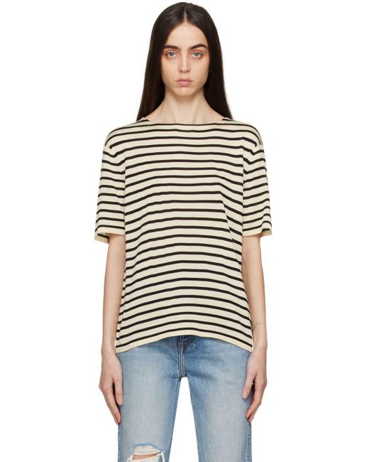 Khaite Black & Off-white Brandy Stripe T-shirt | Lyst