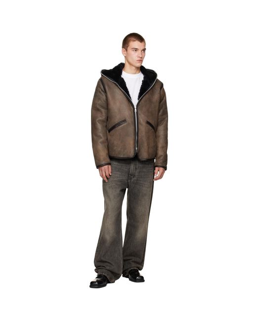 Our Legacy Brown Leather Full Zip Jacket for men