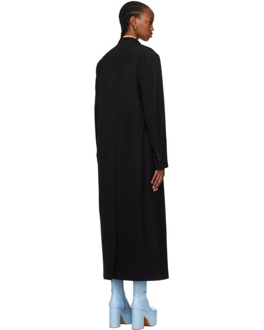 Dries Van Noten Black Collarless Coat for men