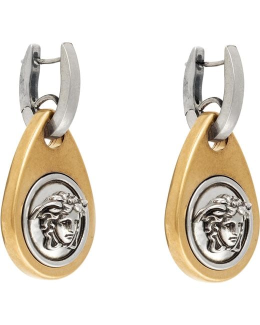 Versace Metallic Medusa Earrings for men