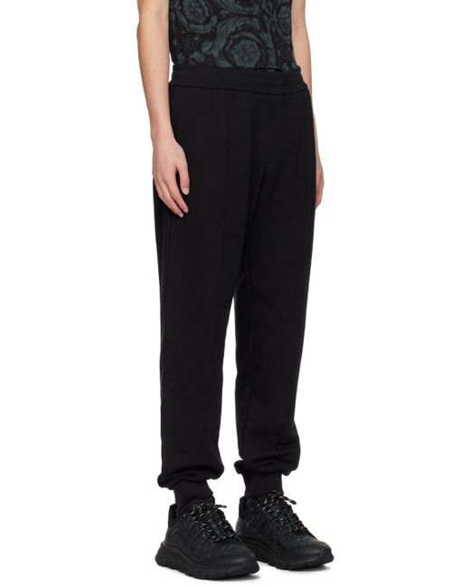 Versace Black Embroidered Sweatpants for men