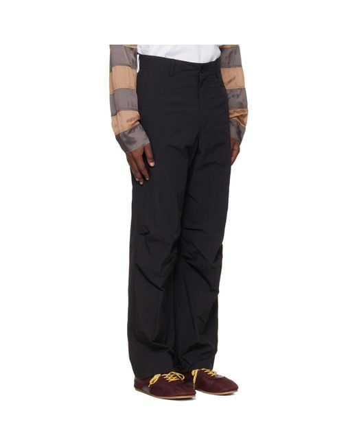Dries Van Noten Black Taffeta Trousers for men