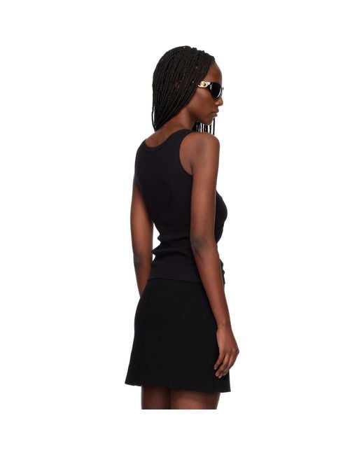 Versace Black Ribbed Stretch Cotton Tank Top