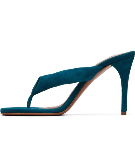 Alaïa Blue Thong Mule Heeled Sandals