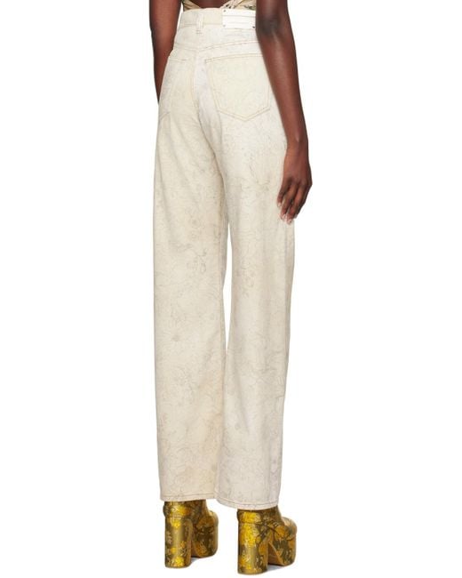 Dries Van Noten Natural Off-white Printed Jeans