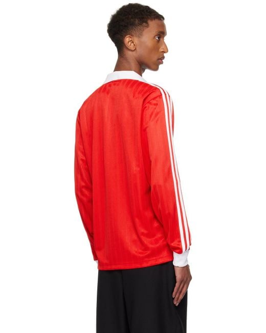 Adidas Originals Red Adicolor Piqué Soccer Long Sleeve Polo for men