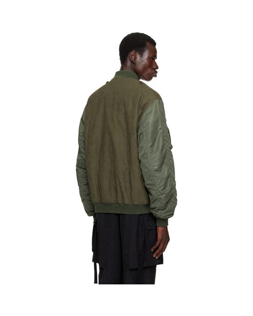 Junya Watanabe Green Khaki Needles Edition Satin Eye Bomber Jacket for men