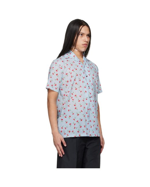 Jil Sander Blue Floral Print Shirt for men
