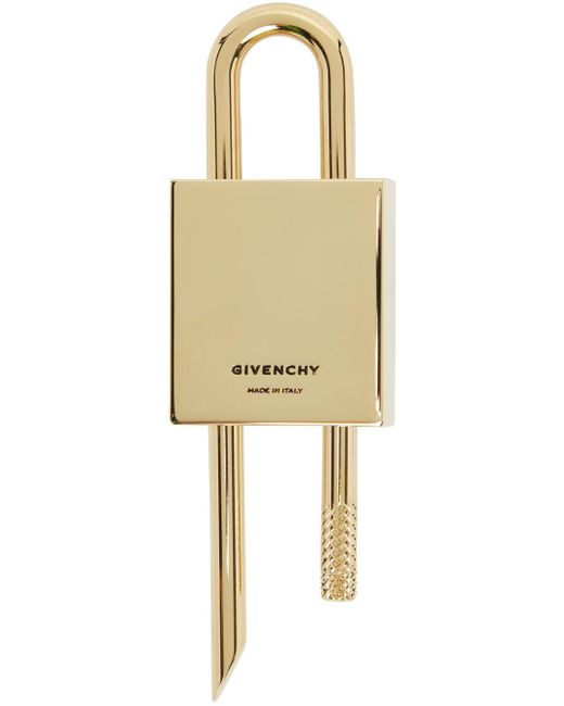 Givenchy Black Gold Small 4g Padlock Keychain for men
