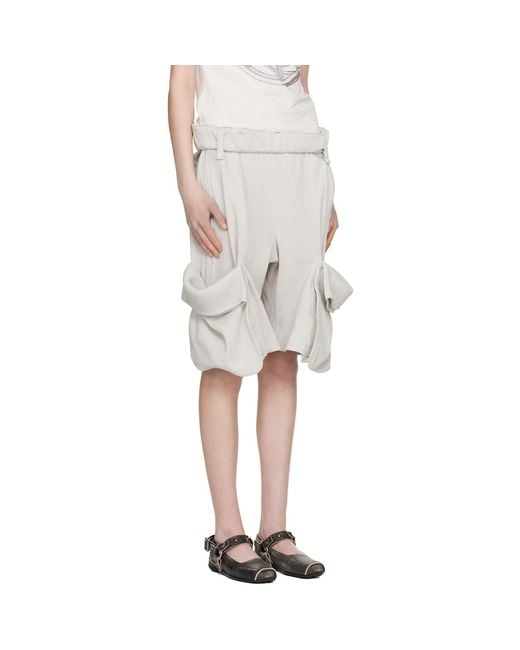 OPEN YY Natural Rolled Waist Sweat Cargo Shorts