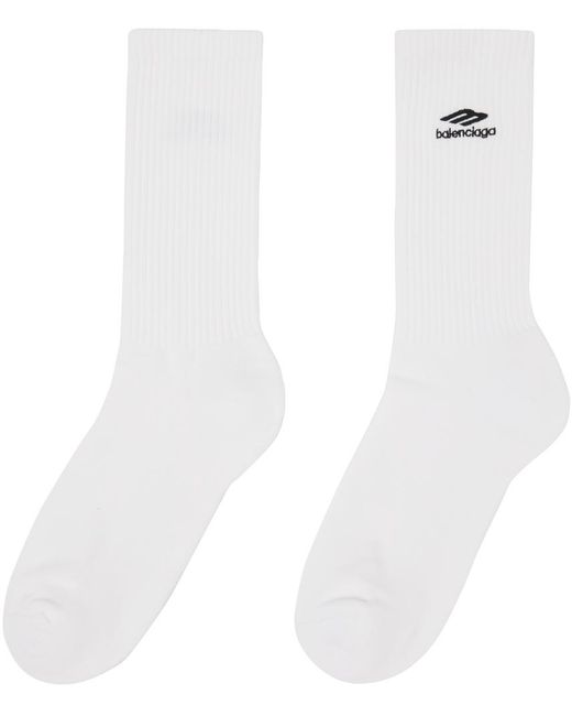 Balenciaga White 3b Sports Icon Socks for men