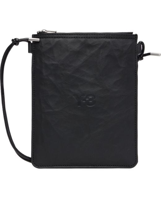 Y-3 Black Leather Crossbody Pouch for men