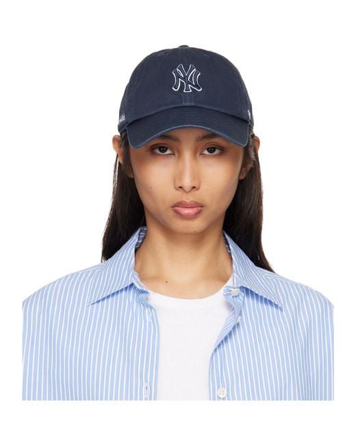 Sporty & Rich Blue '47 Edition Yankees Serif Outline Cap