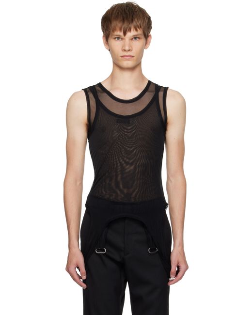 Mugler Black Garter Tank Top for men