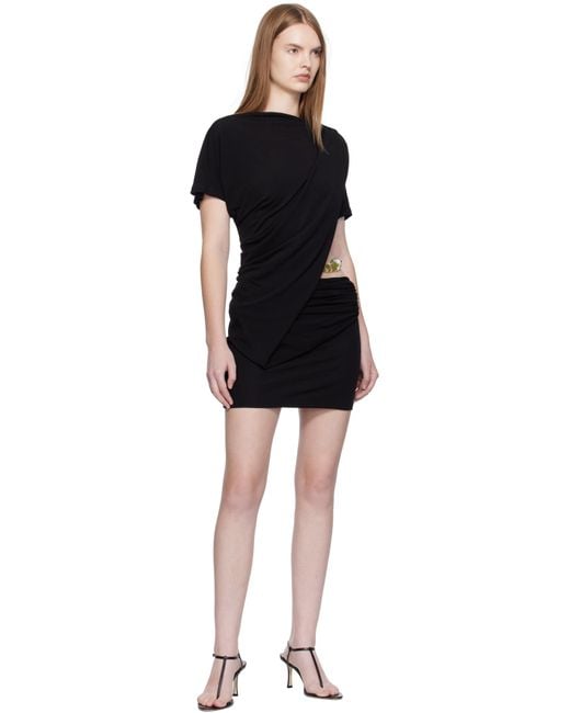 Christopher Esber Black Encased Nature Resin Draped Jersey Minidress