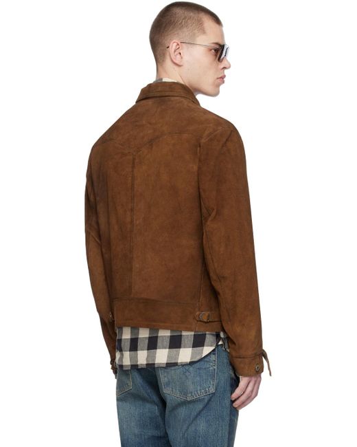 RRL Brown Roughout Leather Jacket for men