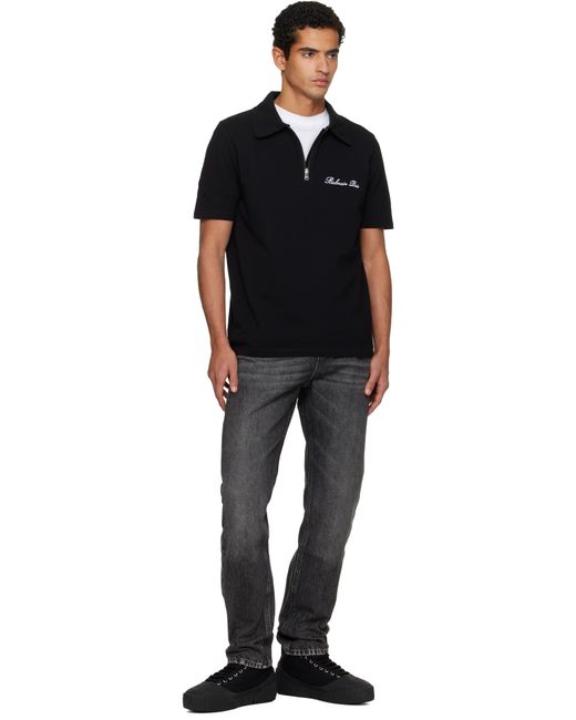 Balmain Black Riff Low Canvas Sneakers for men