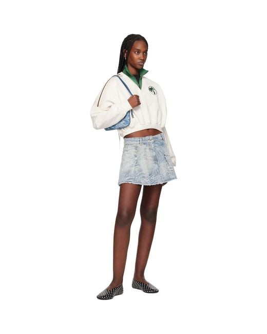 Palm Angels Black Palms Jacquard Denim Miniskirt