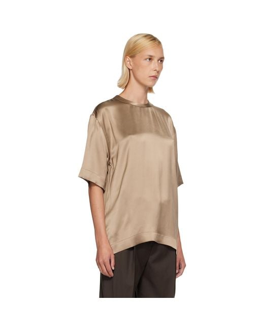 Totême Natural Tan Satin T-Shirt