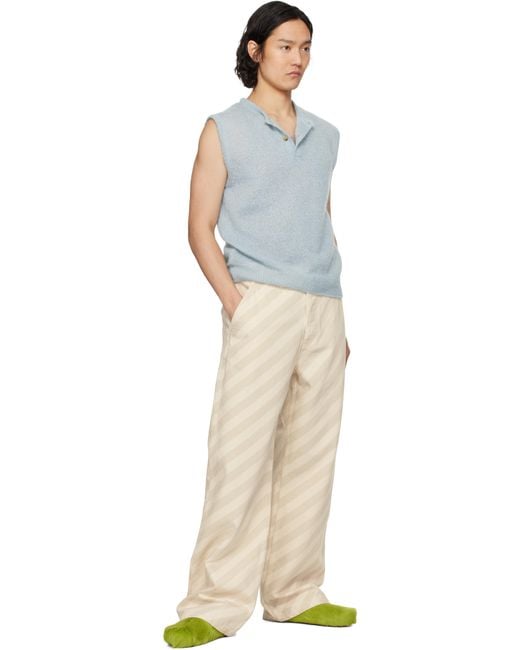 メンズ Marni ベージュ ストライプ ハイウエストジーンズ Natural