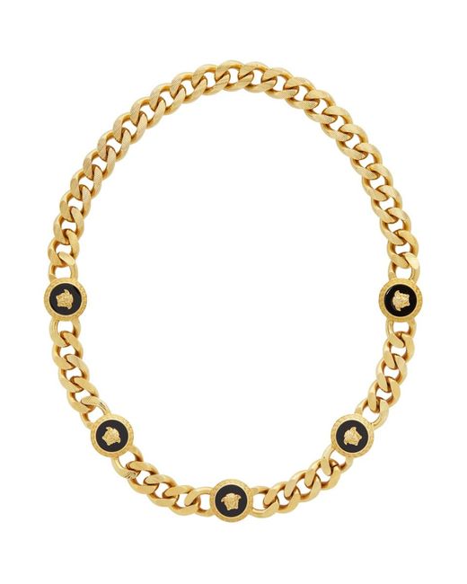 Versace Multicolor Gold Resin Medusa Chain Necklace for men