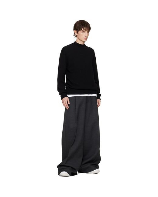 Lanvin Black Off- Leather Curb Sneakers for men