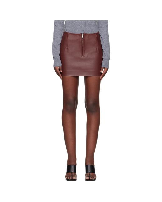 REMAIN Birger Christensen Red Burgundy Bonded Leather Miniskirt