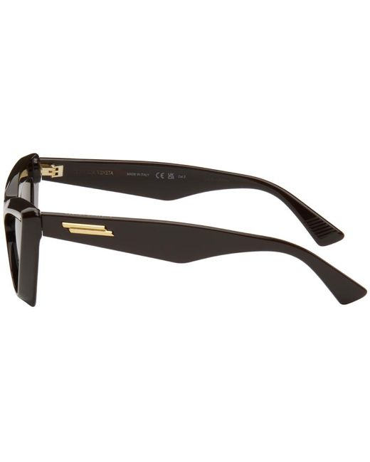 Bottega Veneta Black Brown Pointed Cat-eye Sunglasses