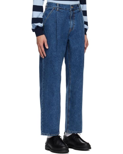 Uniform Bridge Blue Indigo One Tuck Jeans for men