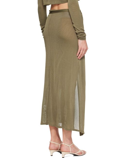 Frankie Shop Green Khaki Alsen Thin Knit Wrap Maxi Skirt