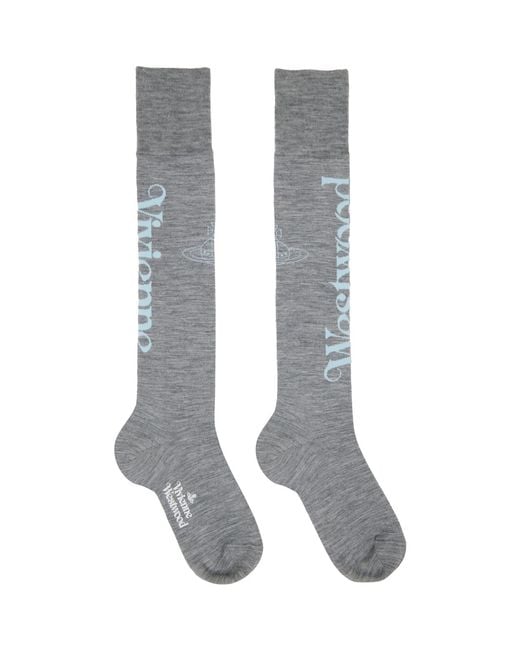 Vivienne Westwood Gray Half Logo High Socks