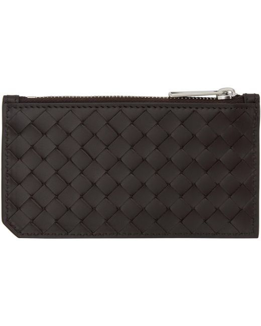 Bottega Veneta Black Intrecciato Piccolo Zipped Card Holder for men