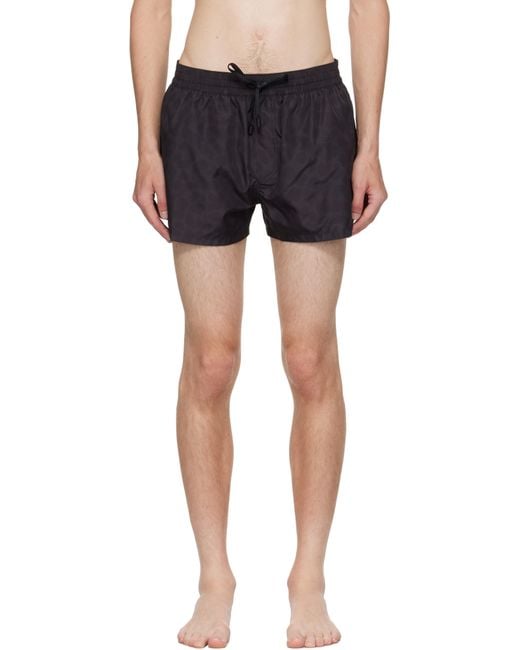 Balmain Black Leopard Swim Shorts for men