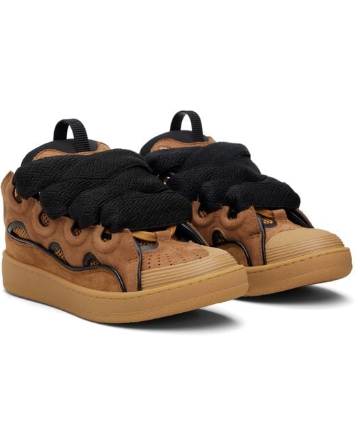 Lanvin Black Tan & Curb Leather Sneakers