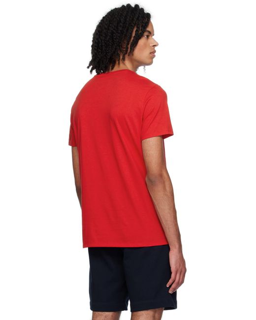 T-shirt rouge à col ras du cou Lacoste pour homme en coloris Red