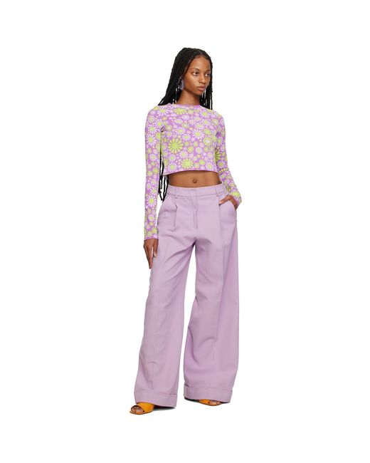 Sportmax Red Purple Fiorito Long Sleeve T-shirt