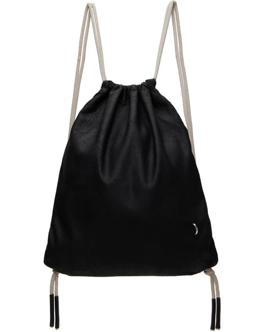 Rick Owens Black Hollywood Drawstring Backpack for men