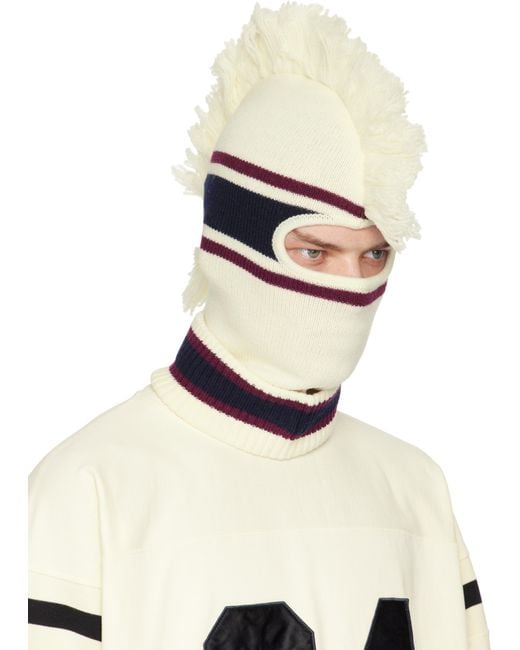Ambush White Off- Fringe Knit Balaclava for men