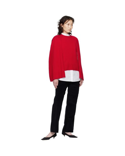 Totême Red Crew Cape Knit Sweater