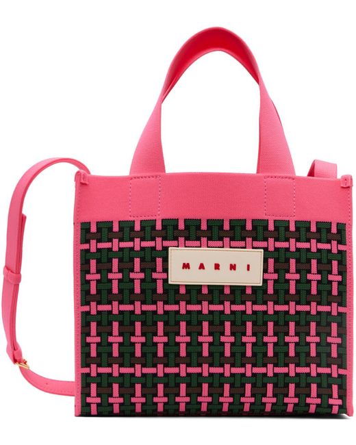 Marni Red Pink Small Shopping Tote