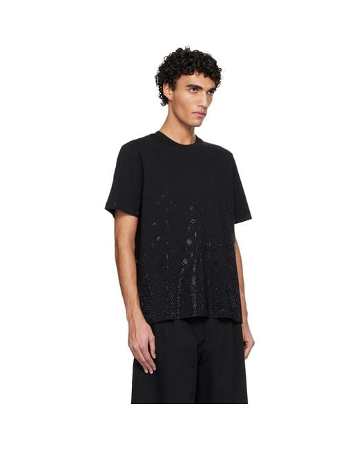 Casablanca Black Crystal Monogram Logo Short Sleeve T‑Shirt for men