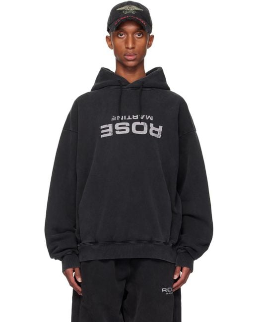 Martine Rose Black Oversized Cotton Fleece Logo Hoodie for men