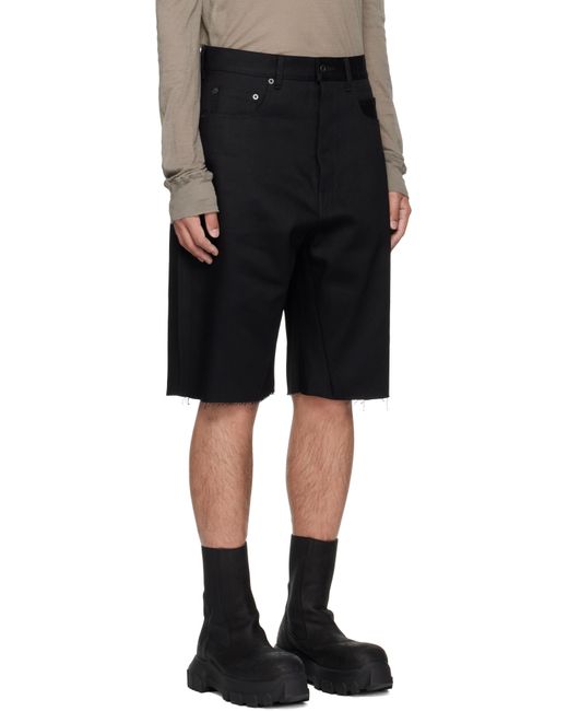 Rick Owens Black Hollywood Geth Cutoffs Denim Shorts for men