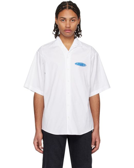 DSquared² White Surfboard Bowling Shirt for men