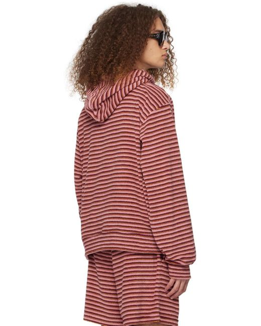 Marni Red Pink Striped Hoodie for men